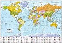 Large World Map z8698 A4 Poster on 