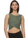 DOMIN8 Women UPF Sun Protection Eco Friendly Yoga Sleeveless Cross Crop Tank Top | Stylish Tshirts for Women | Soft & Comfortable Tshirts for Women | Regular Tshirt for Gym, Running