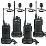 Retevis RB629 Walkie Talkies Rechargeable with Speaker Microphone, PMR446 Professional Walkie Talkie Long Range for Adults, Wireless Clone, VOX, Two Way Radio for Construction Site (4 Pcs, Black)