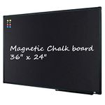 Lockways Magnetic Chalkboard Black Board - 36 X 24 Inch Magnetic Bulletin Blackboard 3 x 2, Black Aluminium Frame U10732782603 for Home, School & Office (Set Including Aluminum Pentray & 8 Magnets)