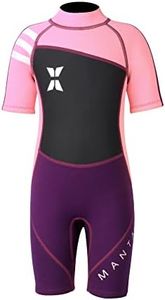 Kids Shorty Wetsuit, 2.5 mm Neoprene One-Pieces Swimsuits UV Protection Bathing Suits for Girls Boys Swimming Diving Snorkeling Surfing