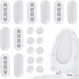 20PCS Toilet Seat Bumpers Set, Universal Toilet Lid Cushions Pads Anti-Noise Replacement Seat Lid Buffers for Home Hotel Bathroom Toilet Seat and Toilet Lid (White)