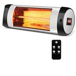 Tangkula 1500W Wall-Mounted Patio Heater, Outdoor Infrared Heater w/Remote Control, 3 Modes, 24H Timer, LED Display, 3 Seconds Instant Warm Indoor/Outdoor Heater, IP65 Waterproof (Black)