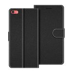 COODIO Phone Case For iPhone 5C, Magnetic Flip Leather Case For iPhone 5C Wallet Case, Black