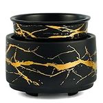 PALANCHY Wax Melt Burner Ceramic 3-in-1 Oil Burner Electric Wax Melt Warmer Candle Wax Warmer Burner Melter Fragrance Warmer for Home Office Bedroom Aromatherapy Gift& Décor (Black Gold)