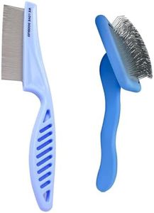 We Love Doodles Large Dog Face Grooming Comb and Large Slicker Brush Bundle - Tear Stain Remover For Dog Eye Boogers - Long Pin Brush For Dematting - Pet Eye Brush - Combs For Grooming - Made in USA