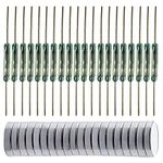 Gebildet 20pcs Glass Reed Switch Reed Contact,Magnet Near - Connect Circuit, Magnet Away - Break Circuit,Magnetic Induction Switch (2mm×14mm) With 20pcs Multi-Use Magnetic Sheet