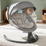 Baybee Automatic Electric Baby Swing Cradle for Newborn with Adjustable Speed, Soothing Music, Rocker Function, Mosquito Net, Safety Belt & Removable Toys (Black)