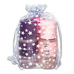 100-Pack 6x8 in Sheer Organza Gift Bags with Drawstring (Large) - Metallic Stars (Silver/White) - for Wedding Party Favors, Jewelry, Candy, Treats Mesh Pouch by The Display Guys