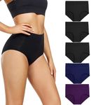 wirarpa Women's High Waisted Cotton Briefs Ladies Underwear Comfortable Panties 5 Pack Multicolored X-Large