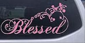 Rad Dezigns Blessed With Swirls Hearts Christian Car Window Wall Laptop Decal Sticker - Pink 5in X 10.7in