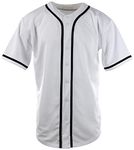 ChoiceApparel Mens Plain Solid Color Baseball Jersey, White, S