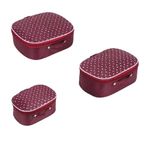 AYUSHMAN ENTERPRISE Women's Set of 3 Kit Vanity Box for Makeup,Bindi,Jewellery & Shaving Storage Box | Makeup Accessories Set|Makeup Products Set|Make Up Kit Bag |Maroon | Cardbord,Raxin