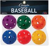 Champion Sports 9" Hollow Plastic Assorted Color Baseball Set - Athletic Baseball Equipment - Practice Baseballs Plastic Hollow - Regulation Size Balls -Fun for All Ages- Lightweight/Durable -Set of 6