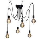 Lightess 6 Lights Spider Lights Pendant Light,Industrial Hanging Ceiling Multiple Pendant Light DIY Chandelier Pendant Lighting Kit for Kitchen Living Room(Bulb NOT Included)