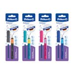 Pelikan Pelikano Junior Fountain Pen in Blister card, A-nib with cartridge, Pack of 4 colours