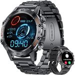 Military Smart Watch for Men, Smart Watches with Bluetooth Voice Call Compatible Android iOS Phone, Smartwatch with Heart Rate SpO2 Pressure Sleep Monitor, IP67 Waterproof Tactical Fitness Watch