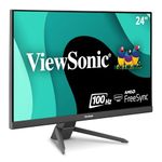 ViewSonic VX2467-MHD 1080p Gaming Monitor with 75Hz, 1ms, Ultra-Thin Bezels, FreeSync, Eye Care, HDMI, VGA, and DP, Black, 12.7"x21.3"x2"