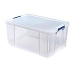 BANKERS BOX 70L Plastic Storage Box with Lids, ProStore Super Strong Stackable Plastic Storage Boxes (30 x 48 x 38.5cm), Clear