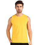 Rock Paper Scissors Men Vest Cotton Workout Wear Gym Vest Yellow