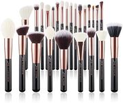 Jessup Brand 25pcs Professional Makeup Brush Set Beauty Cosmetic Foundation Powder Blush Eyeshadow Concealer Natural-Synthetic Hair Brushes set (Black+Rose Gold)