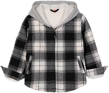 Boys Fleece Lined Full Zip Up Plaid Flannel Jacket,Fall Winter Plaid Coat