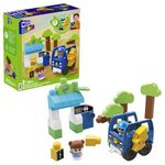 MEGA BLOKS Fisher-Price Toddler Building Blocks, Green Town Charge & Go Bus with 34 Pieces, 2 Figures, Kids Age 1+ Years, HDX90