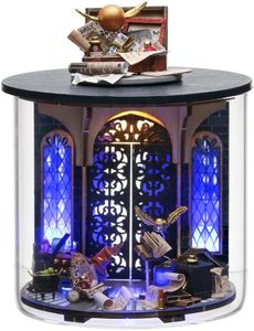 Foyucool Miniature House Kit, Dollhouse Kit with Furnitures, DIY Mini House Building Kit for for Adult, Christmas Home Decorations Gifts for Family and Friends, Magic Gate