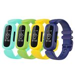 SKYLET Compatible with Fitbit Ace 3 Bands for Kids, 4 Pack Soft Silicone Sport Straps Waterproof Replacement with the Protective Frame Wristbands Boys Girls (4 Pack: Blue/Teal/Lime/Yellow, 4.7 in-7.0 in)