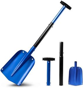 EcoNour Aluminum Snow Shovel - Lightweight, Telescopic, and Durable Winter Tool for Easy Snow Removal and Emergency Situations, 3 Piece Collapsible Design Shovels for Digging, Anodized Blue 32 Inches