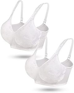 wirarpa Bras for Women Ultra Soft Wire Free Comfortable Bra Full Coverage Plus Size Minimizer Non Padded 2 Pack White 38D