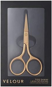 Velour Too Sharp Lash Scissors - Gold Stainless Steel - Small Hair Scissors for Brows, False Lashes, and Facial Hair - Pointed and Sharp Tip Shape Cutter - Portable Beauty Tool