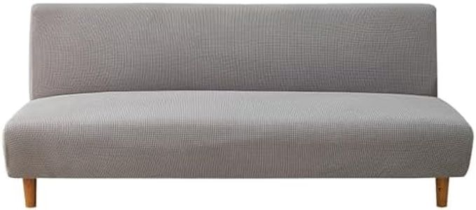 Aliuciku Armless Futon Cover, Stretch Folding Sofa Bed Slipcover Couch Cover with Elastic Bottom(Gray,Large)