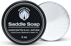 Rhino Wax - Saddle Soap for Leather Cleaning - Natural Horse Tack Soap Cleaner, Conditioner, Saddle Repair - Professional Saddle Cream for Outdoor Leather Boots, Shoes - (2 oz) - Made in USA