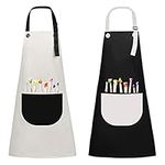 Jinlaili Kids Apron with Pocket 2 Pack Children Chef Apron for Cooking Baking Painting, Adjustable Strap Child Apron, Waterproof Kids for Cooking,Party, Chef, Art and Classroom Children Apron