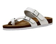 CUSHIONAIRE Women's Luna Cork Footbed Sandal With +Comfort, White, 8.5