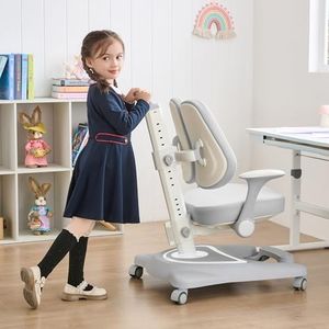 Ergonomic High Back Office Chair with 3D Adjustable Armrests, Lumbar Support, Adjustable Tilt & Wide Cushion – Grey Gaming Chair with Wheels & Coat Rack for Office, Home & Gaming
