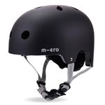 Micro Scooter | Bike/Scooter Deluxe Kids Helmet | Kids Bike Accessories | LED Rear Light | Protective Chin Strap | Inner Padding | Adjustable Strap & Sizing Wheel | Small (48-54cm) | Matt Black