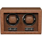 ROTHWELL Double Watch Winder for Automatic Watches with Quiet Motor with Multiple Speeds and Rotation Settings (Tan/Brown)