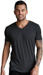 INTO THE AM V Neck T Shirts Men Fitted Casual Essential Plain Undershirt Sleep Vneck Tshirt for Guys (Charcoal, Medium)