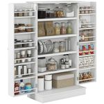 HOMCOM 41" Kitchen Pantry, 2-Door Kitchen Storage Cabinet with 12 Spice Racks and Adjustable Shelves, White