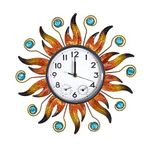 HOBYLUBY Sun Outdoor Clock with Thermometer and Hygrometer Combo, Silent No-Ticking Outdoor Wall Clock, Waterproof Quartz Clock for Patio, Living Room, Kitchen, Garden, 13 Inch