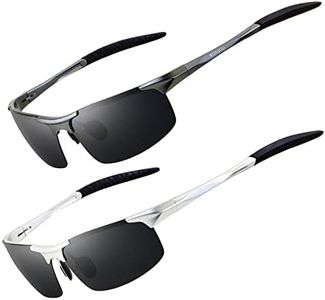 RONSOU Men's Sport Al-Mg Polarized Sunglasses, Unbreakable for Driving, Cycling, Fishing, Golf, Gray Frame Gray Lens