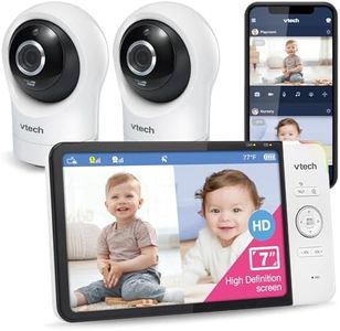 VTech RM7764-2HD Smart WiFi 2 Camera BabyMonitor, 360° Pan&Tilt, 10X Zoom, 7” HD Display & NightVision, Soothing Sounds, 2-Way Talk, Temperature & Motion Detection