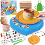 Pottery Wheel for Kids with Clay Kit - Arts and Crafts for Kids Ages 6-8 8-12, Complete Pottery Kit with Air Dry Clay and Painting Tools, Easter Christmas Birthday Gift for Boys Girls (yellow/blue)