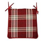 CnA Stores Set of 4 Tartan Check Reversible Kitchen Dining Garden Chair Cushion Seat Pads With Ties Zipped Removable Covers (Burgundey/Wine)