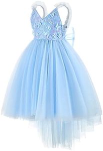 Flower Girl Dresses for Wedding, Sleeveless Backless Butterfly Girls Flower Dresses Pageant Tulle Dress, #3817-blue, 3 Years