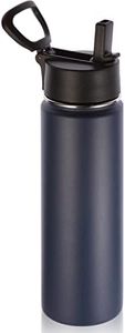 Volhoply 22 oz Insulated Water Bottles with Straw Lid, Stainless Steel Sports Bottle with Handle, Double Walled Vacuum Metal Travel Water Cups Wide Mouth,Reusable Water Flask for School(Navy,1 Set)