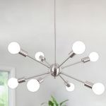 ETONIMERR Sputnik Chandelier Ceiling Light Fixture 8 Lights Mid Century Modern Industrial Chandelier for Dining Room Living Room Bedroom (Brushed Nickel)