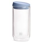 BU Products Reusable Double Walled Glass Coffee Cup | Travel Mug | Splash Proof Antibacterial Lid | BPA Free | Cappuccino Latte Flat White Glass Mugs | Vacuum Insulated | 16oz/454ml Blue